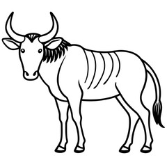 Wildebeest Animal Line Drawing Icon