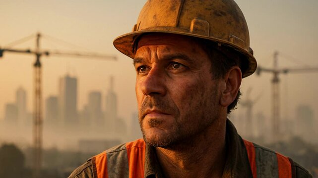 Weathered construction worker portrait showing experience and dedication