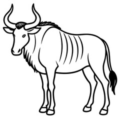 Wildebeest Animal Line Drawing Icon