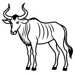 Wildebeest Animal Line Drawing Icon