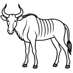 Wildebeest Animal Line Drawing Icon