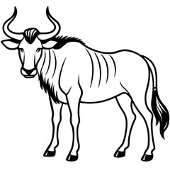 Wildebeest Animal Line Drawing Icon