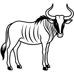 Wildebeest Animal Line Drawing Icon