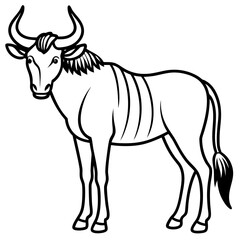 Wildebeest Animal Line Drawing Icon