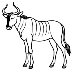 Wildebeest Animal Line Drawing Icon