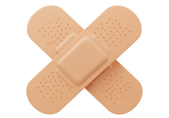 Isolated Two Beige Band-Aids Crossed