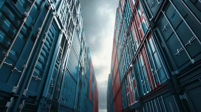 Industrial Shipping Containers in Dramatic Setting