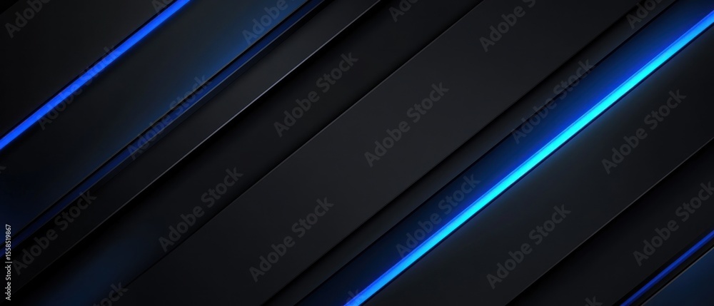 Poster abstract dark background with diagonal lines and glowing blue lines
