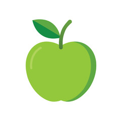 green apple with leaf vector illustration