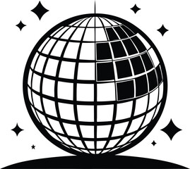 disco ball silhouette, sparkle effect icon, party decor silhouette