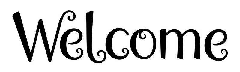 WELCOME black vector hand lettering banner