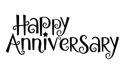 HAPPY ANNIVERSARY black vector hand lettering banner