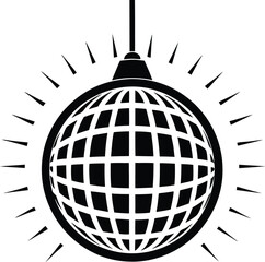 disco ball silhouette, sparkle effect icon, party decor silhouette