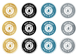 set of Anti-Rust logo badges vector, anti-rust badge labels, anti-rust stamps