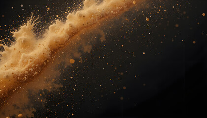 Abstract Splash of Brown Powder Against Dark Background
