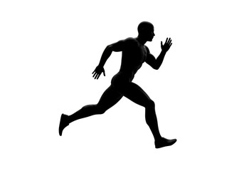 Isolated Silhouette Running Male Dynamic Pose