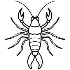 Yabby Crustacean Outline Vector Design