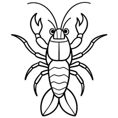 Yabby Crustacean Outline Vector Design