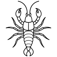 Yabby Crustacean Outline Vector Design