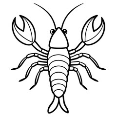 Yabby Crustacean Outline Vector Design