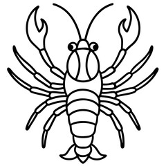Yabby Crustacean Outline Vector Design
