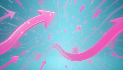 Dynamic Abstract Background with Vibrant Pink Arrows and Blue Canvas