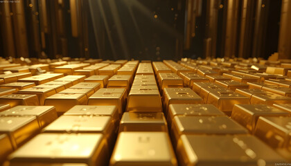 Stunning Close-up of Gold Bars in a Luxurious Setting