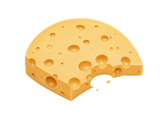Isolated Cartoon Style Cheese Slice with Bite Mark