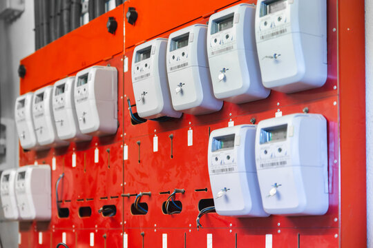 Solar panel installation with energy meters and cables