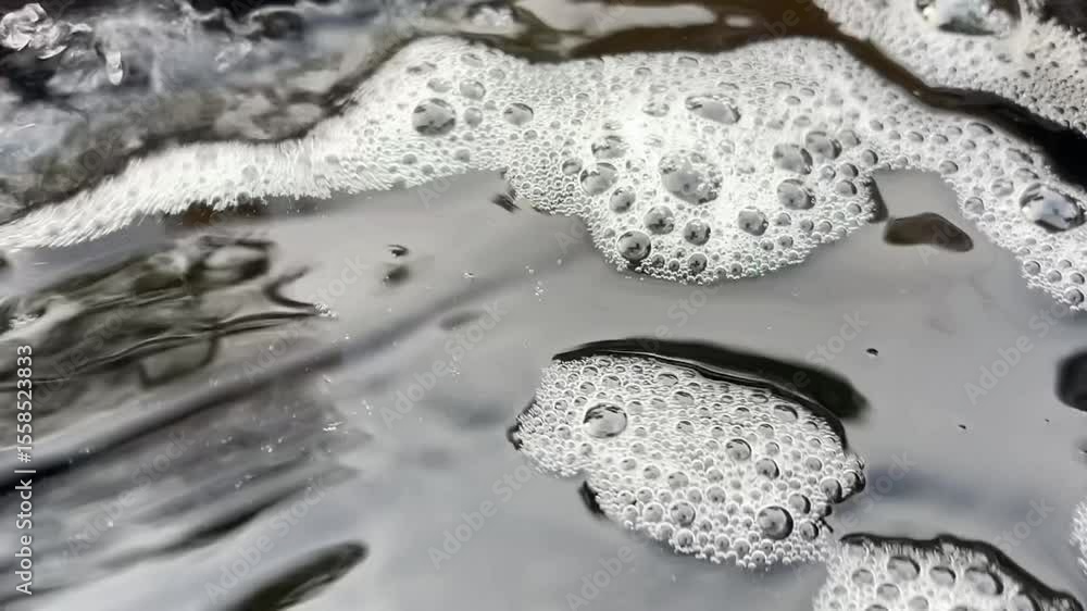 Poster bubbles in water: a close-up view of a mesmerizing array of frothy bubbles, created from the interac