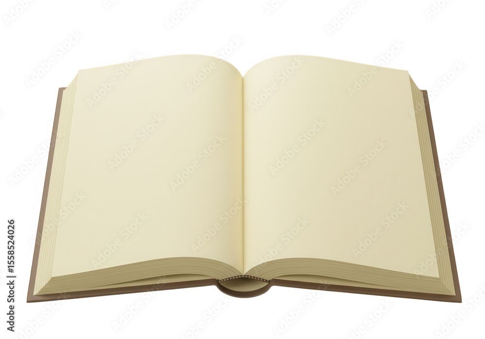 Poster open book with blank pages isolated on transparent background ready for your text