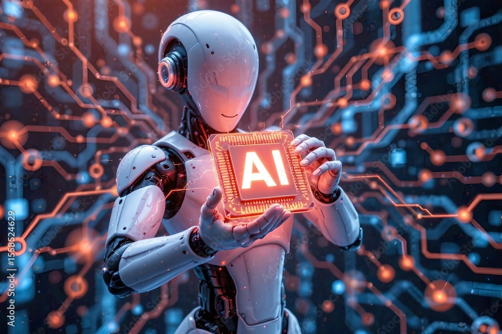 Poster innovative ai technology integration digital space illustration futuristic environment close-up view