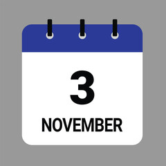 NOVEMBER-03- Daily Calendar Icon - White Background