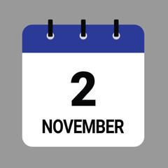 NOVEMBER-02- Daily Calendar Icon - White Background