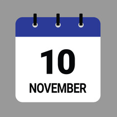 NOVEMBER-10- Daily Calendar Icon - White Background