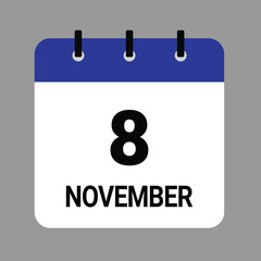 NOVEMBER-08- Daily Calendar Icon - White Background
