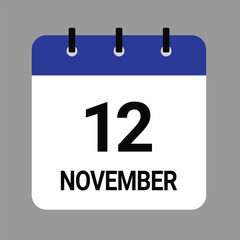 NOVEMBER-12- Daily Calendar Icon - White Background