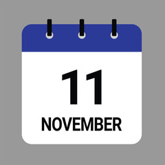 NOVEMBER-11- Daily Calendar Icon - White Background