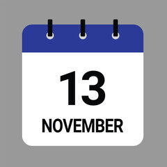 NOVEMBER-13- Daily Calendar Icon - White Background
