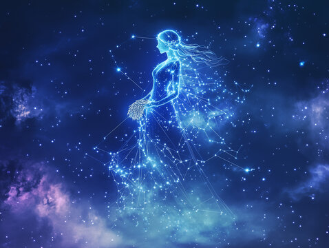 Zodiac Sign Of Virgo In A Starry Night