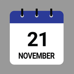 NOVEMBER-21- Daily Calendar Icon - White Background