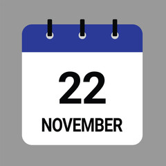 NOVEMBER-22- Daily Calendar Icon - White Background