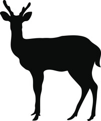 Fototapeta premium deer silhouette vector.Elegant deer silhouette vector illustration of wild stag with antlers design