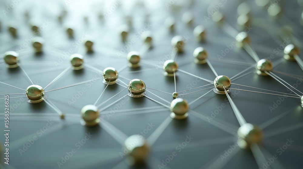 Fototapete abstract network connection spheres linked by lines.