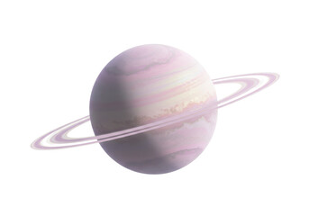 Isolated Saturn Planet Watercolor with Rings