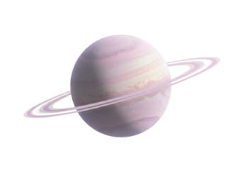 Isolated Saturn Planet Watercolor with Rings