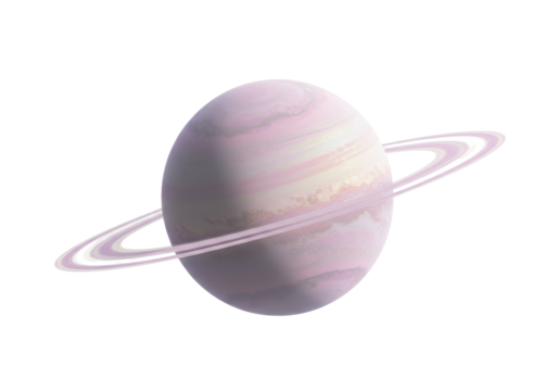 Isolated Saturn Planet Watercolor with Rings