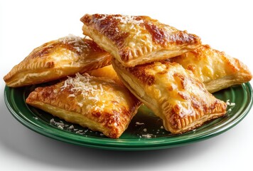Golden Brown Cheese Puff Pastry Bites on a Green Plate Ready for Enjoyment and Appetizing Snack or Appetizer for Any Occasion