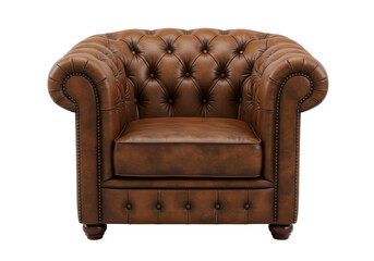 Isolated Brown Leather Chesterfield Armchair Luxurious