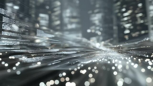 High-tech cyberspace with layers of programming languages in depth